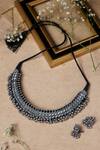 Buy_Mero Jewellery_Silver Plated Chevron Carved Maharashtrian Thushi Set _at_Aza_Fashions