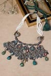 Buy_Mero Jewellery_Multi Color Kundan And Jade Embellished Tribal Necklace _at_Aza_Fashions