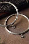 Shop_Mero Jewellery_Silver Plated Ghunghroo Plain Leg Kada-Set of 2 _at_Aza_Fashions