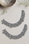 Buy_Mero Jewellery_Silver Plated Cubic Zirconia Embellished Cutwork Anklet - Set Of 2 _at_Aza_Fashions