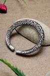 Buy_Mero Jewellery_Silver Plated Floral Chitai Cuffs _at_Aza_Fashions