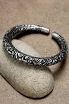 Shop_Mero Jewellery_Silver Plated Floral Chitai Cuffs _at_Aza_Fashions