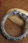 Shop_Mero Jewellery_Silver Plated Dragon Closed Carved Kada _at_Aza_Fashions