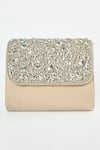 Shop_Tasna_Beige Diamond Crystal Embellished Clutch _at_Aza_Fashions