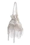 Buy_Tasna_Silver Cutdana Tassel Embellished Potli _Online_at_Aza_Fashions