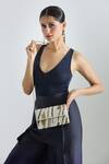 Tasna_White Cutdana Abstract Embellished Clutch _at_Aza_Fashions