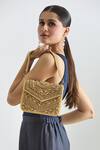 Buy_Tasna_Gold Diamond Studded Clutch_at_Aza_Fashions