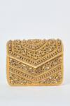 Shop_Tasna_Gold Diamond Studded Clutch_at_Aza_Fashions