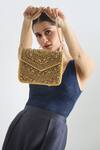 Buy_Tasna_Gold Diamond Studded Clutch_Online_at_Aza_Fashions