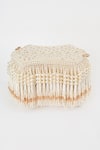 Tasna_White Pearl Octagonal Shaped Bag _Online_at_Aza_Fashions