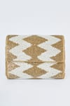 Shop_Tasna_Gold Cutdana Chevron Embellished Bag _at_Aza_Fashions