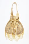 Shop_Tasna_Gold Mirror Sunny And Cutdana Embroidered Potli Bag _at_Aza_Fashions