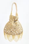 Shop_Tasna_Gold Mirror Sunny And Cutdana Embroidered Potli Bag _Online_at_Aza_Fashions