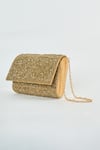 Tasna_Gold Cutdana Rosa Embroidered Sling Bag _at_Aza_Fashions