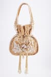 Shop_Tasna_Gold Pearls Ambrosia Glory Embroidered Potli Bag _at_Aza_Fashions