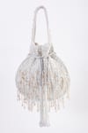 Shop_Tasna_White Beads Florence Pearl Embroidered Potli Bag _at_Aza_Fashions