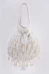 Tasna_White Beads Florence Pearl Embroidered Potli Bag _at_Aza_Fashions