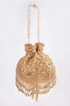 Shop_Tasna_Gold Cutdana Sunkissed Bloom Embellished Potli Bag _Online_at_Aza_Fashions