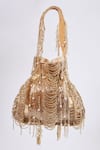 Buy_Tasna_Gold Cutdana Sunshine Bloom Embellished Potli Bag _Online_at_Aza_Fashions