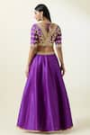 Shop_Preeti S Kapoor_Purple Blouse And Lehenga Dupion Embroidery Gota Patti V Neck Waistband Set _at_Aza_Fashions