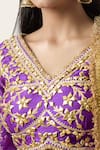 Buy_Preeti S Kapoor_Purple Blouse And Lehenga Dupion Embroidery Gota Patti V Neck Waistband Set _Online_at_Aza_Fashions