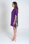 Buy_Neora By Nehal Chopra_Purple Bemberg Modal Silk Colour Block Round Plain Kaftan _Online_at_Aza_Fashions