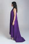 Buy_Neora By Nehal Chopra_Purple Bemberg Modal Silk Braided Lace Band Collar Neck High-low Gown _Online_at_Aza_Fashions