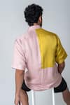 Neora By Nehal Chopra_Yellow Bemberg Modal Silk Plain Colorblock Shirt _Online_at_Aza_Fashions