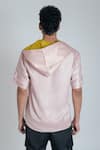 Buy_Neora By Nehal Chopra_Pink Bemberg Modal Silk Plain Colorblock Hoodie _Online_at_Aza_Fashions