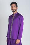 Shop_Neora By Nehal Chopra_Purple Bemberg Modal Silk Braid Placket Embroidered Kurta _Online_at_Aza_Fashions