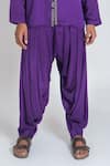 Buy_Neora By Nehal Chopra_Purple Bemberg Modal Silk Plain Draped Dhoti Pant _Online_at_Aza_Fashions