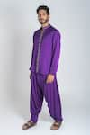 Neora By Nehal Chopra_Purple Bemberg Modal Silk Plain Draped Dhoti Pant _at_Aza_Fashions