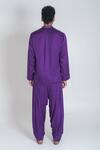 Shop_Neora By Nehal Chopra_Purple Modal, Silk Braided Placket Kurta With Dhoti Pant _at_Aza_Fashions