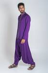 Shop_Neora By Nehal Chopra_Purple Modal, Silk Braided Placket Kurta With Dhoti Pant _Online_at_Aza_Fashions