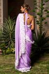 Label Anshu Khathuria_Purple Crepe Chiffon Blend Embroidered Crystals Halter Saree And Bustier Set _Online_at_Aza_Fashions