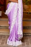 Shop_Label Anshu Khathuria_Purple Crepe Chiffon Blend Embroidered Crystals Halter Saree And Bustier Set _at_Aza_Fashions