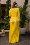 Label Anshu Khathuria_Yellow Silk Embroidered Pearls V-neck Tunic Palazzo Set _Online_at_Aza_Fashions