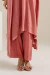 Buy_Siyona by Ankurita_Pink Cotton Slub Embroidered V Neck Kaftan Set 