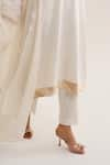 Siyona by Ankurita_Ivory Kurta And Pant Linen Embroidery Sequin Round Chaandni & Set _Online_at_Aza_Fashions