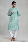 Buy_Aryavir Malhotra_Green Kurta Viscose Printed Geometric Straight And Pant Set _at_Aza_Fashions