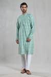 Buy_Aryavir Malhotra_Green Kurta Viscose Printed Geometric Straight And Pant Set 