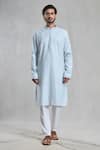 Buy_Arihant Rai Sinha_Blue Viscose, Polyester Embroidery Geometric Thread Kurta And Pant Set _Online_at_Aza_Fashions