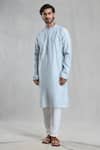Shop_Arihant Rai Sinha_Blue Viscose, Polyester Embroidery Geometric Thread Kurta And Pant Set _Online_at_Aza_Fashions