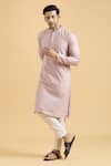 Buy_Arihant Rai Sinha_Pink Viscose Embroidery Geometric Thread Straight Kurta _at_Aza_Fashions