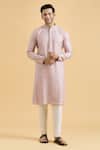 Arihant Rai Sinha_Pink Viscose Embroidery Geometric Thread Straight Kurta _Online_at_Aza_Fashions