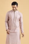 Buy_Arihant Rai Sinha_Pink Viscose Embroidery Geometric Thread Straight Kurta _Online_at_Aza_Fashions