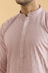 Shop_Arihant Rai Sinha_Pink Viscose Embroidery Geometric Thread Straight Kurta _Online_at_Aza_Fashions