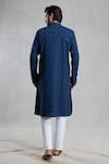 Shop_Aryavir Malhotra_Blue Kurta Viscose Embroidered Geometric Thread Straight And Pant Set _at_Aza_Fashions