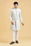 Buy_Aryavir Malhotra_Blue Sherwani Brocade Embroidered Collar And Pant Set _at_Aza_Fashions