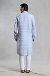 Shop_Aryavir Malhotra_Grey Kurta Cotton Linen Printed Threadwork Chevron With Pant _at_Aza_Fashions